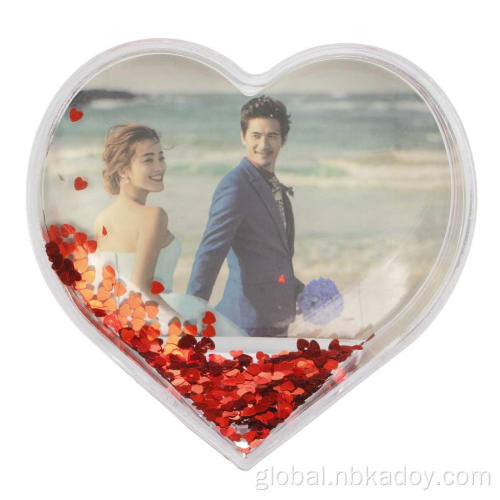 WHITE COMMEMORATIVE PICTURE FRAME VALENTINE'S DAY WATERFLOOD LOVE FLOATING SEQUIN PHOTO FRAME Supplier